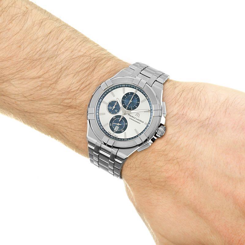 Maurice Lacroix 'Aikon' Silberne ChronographenUhraus Edelstahl aus der Schweiz Maurice Lacroix 'Aikon' Silberne ChronographenUhraus Edelstahl aus der Schweiz